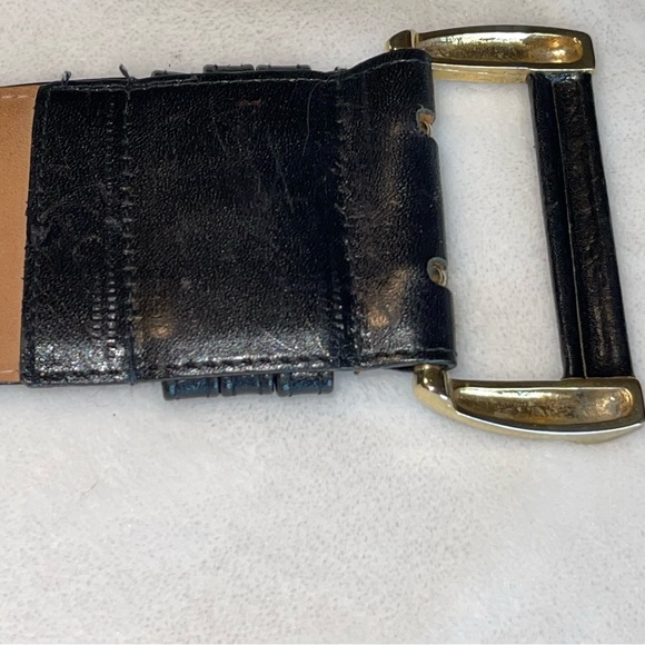 Vintage leather Pierre Cardin double row black belt women’s size 29-33” waist - Picture 5 of 8